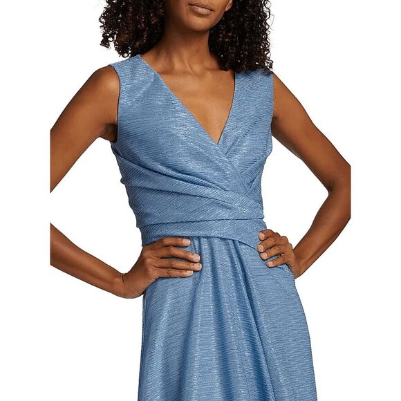 Talbot Runhof Metallic Voile Sleeveless Gown Size US 12 $1695 - Picture 3 of 9